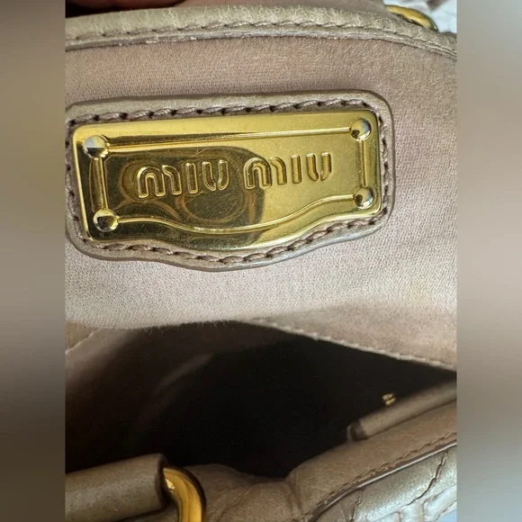 Miu Miu Beige Quilted Satchel, Rare - Picture 8 of 9